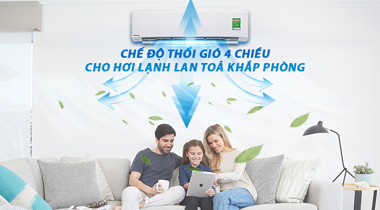 Chế độ thổi gió 4 chiều - Máy lạnh Panasonic Inverter 1.5 HP CU/CS-U12TKH-8